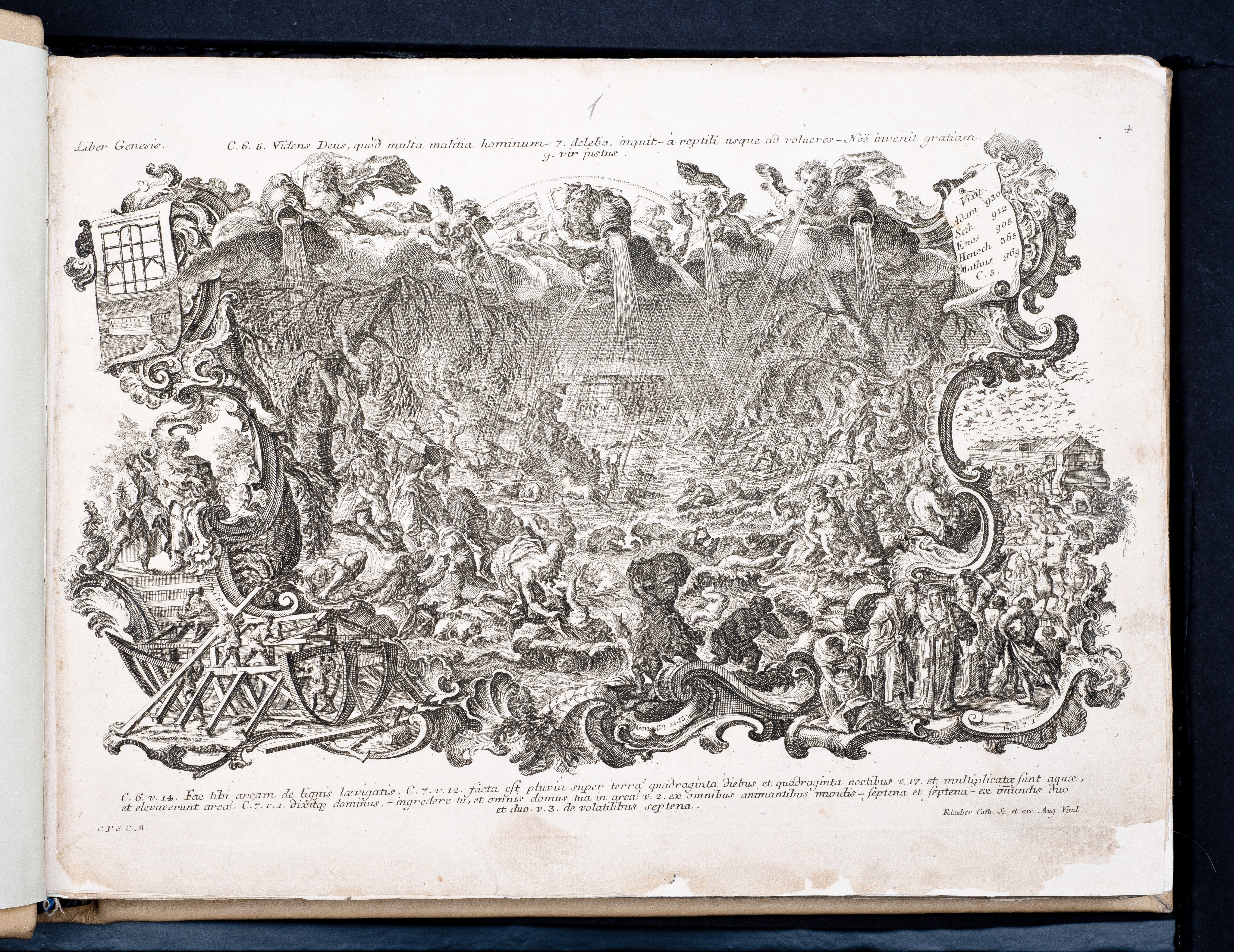 Historiae Biblicae Veteris et Novi Testamenti, Augsburg 1748.Księga wydana in folio złożona ze 100 ilustracji miedziorytniczych, wykonanych przez augsburskich grawerów, braci Józefa Sebastiana (1700-1768) Jana Baptystę (1712-1787) Klauberów, według obrazów augsburskiego malarza Johana Adama Stokmana (1720-1783). Miedzioryty z tego wydania stały się ikonograficznym wzornikiem dla malarzy i rytowników w całej Europie. Wydanie rzadkie, pełnego w polskich kolekcjach brak. Na rynku antykwarycznym pojawiają się pojedyncze ryciny. Egzemplarz kompletnySygnatura - MKDU-42859; SD-617