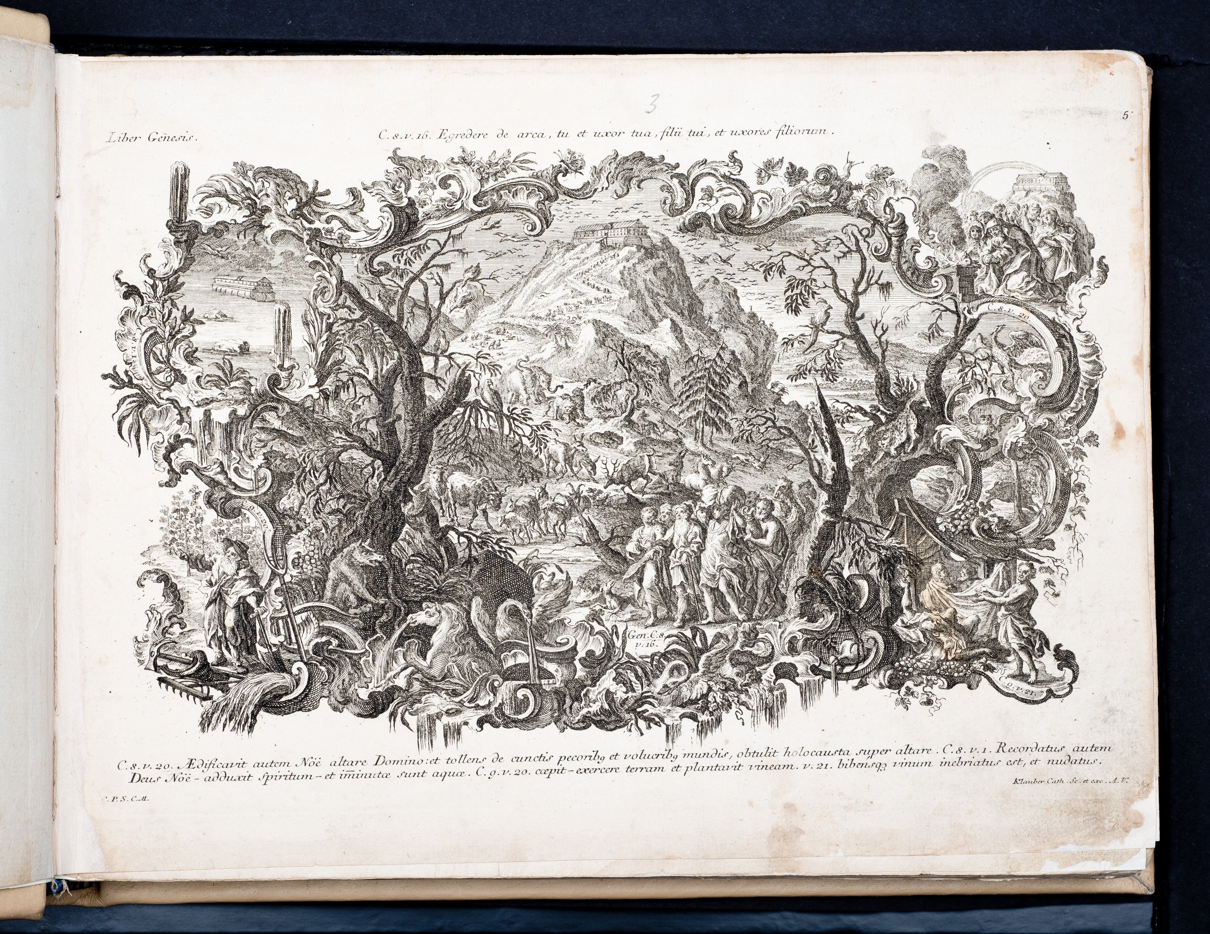 Historiae Biblicae Veteris et Novi Testamenti, Augsburg 1748.Księga wydana in folio złożona ze 100 ilustracji miedziorytniczych, wykonanych przez augsburskich grawerów, braci Józefa Sebastiana (1700-1768) Jana Baptystę (1712-1787) Klauberów, według obrazów augsburskiego malarza Johana Adama Stokmana (1720-1783). Miedzioryty z tego wydania stały się ikonograficznym wzornikiem dla malarzy i rytowników w całej Europie. Wydanie rzadkie, pełnego w polskich kolekcjach brak. Na rynku antykwarycznym pojawiają się pojedyncze ryciny. Egzemplarz kompletnySygnatura - MKDU-42859; SD-617