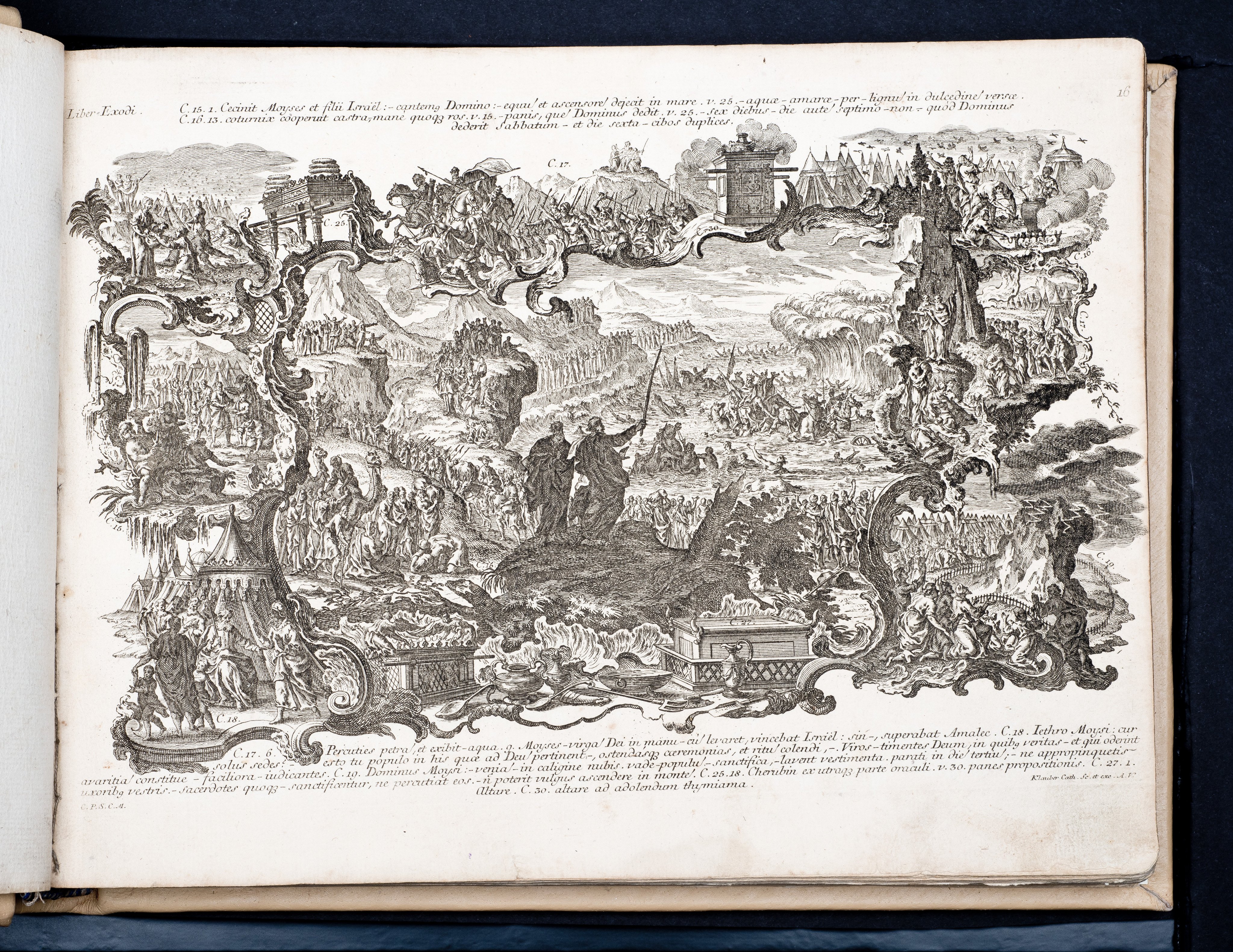Historiae Biblicae Veteris et Novi Testamenti, Augsburg 1748.Księga wydana in folio złożona ze 100 ilustracji miedziorytniczych, wykonanych przez augsburskich grawerów, braci Józefa Sebastiana (1700-1768) Jana Baptystę (1712-1787) Klauberów, według obrazów augsburskiego malarza Johana Adama Stokmana (1720-1783). Miedzioryty z tego wydania stały się ikonograficznym wzornikiem dla malarzy i rytowników w całej Europie. Wydanie rzadkie, pełnego w polskich kolekcjach brak. Na rynku antykwarycznym pojawiają się pojedyncze ryciny. Egzemplarz kompletnySygnatura - MKDU-42859; SD-617
