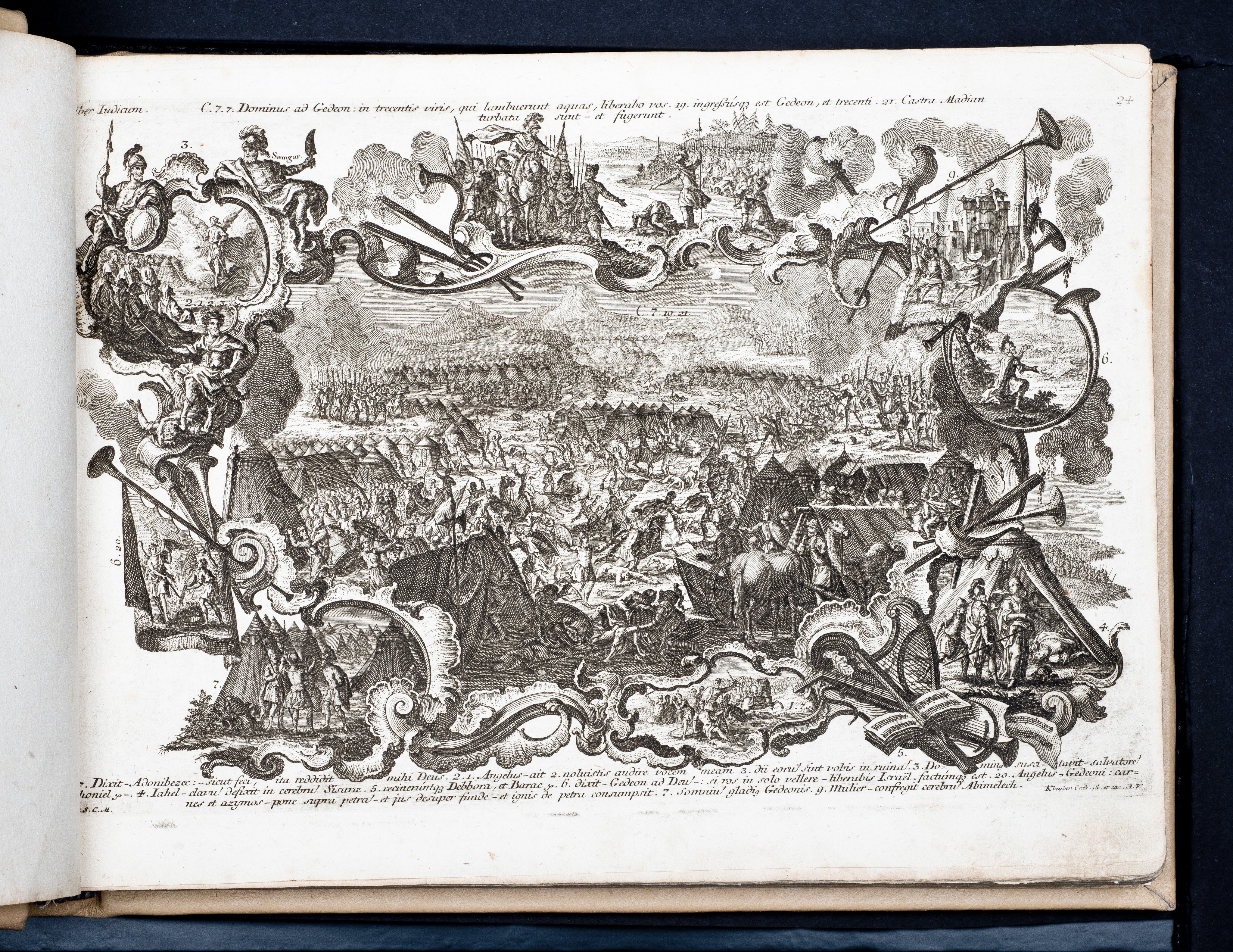 Historiae Biblicae Veteris et Novi Testamenti, Augsburg 1748.Księga wydana in folio złożona ze 100 ilustracji miedziorytniczych, wykonanych przez augsburskich grawerów, braci Józefa Sebastiana (1700-1768) Jana Baptystę (1712-1787) Klauberów, według obrazów augsburskiego malarza Johana Adama Stokmana (1720-1783). Miedzioryty z tego wydania stały się ikonograficznym wzornikiem dla malarzy i rytowników w całej Europie. Wydanie rzadkie, pełnego w polskich kolekcjach brak. Na rynku antykwarycznym pojawiają się pojedyncze ryciny. Egzemplarz kompletnySygnatura - MKDU-42859; SD-617