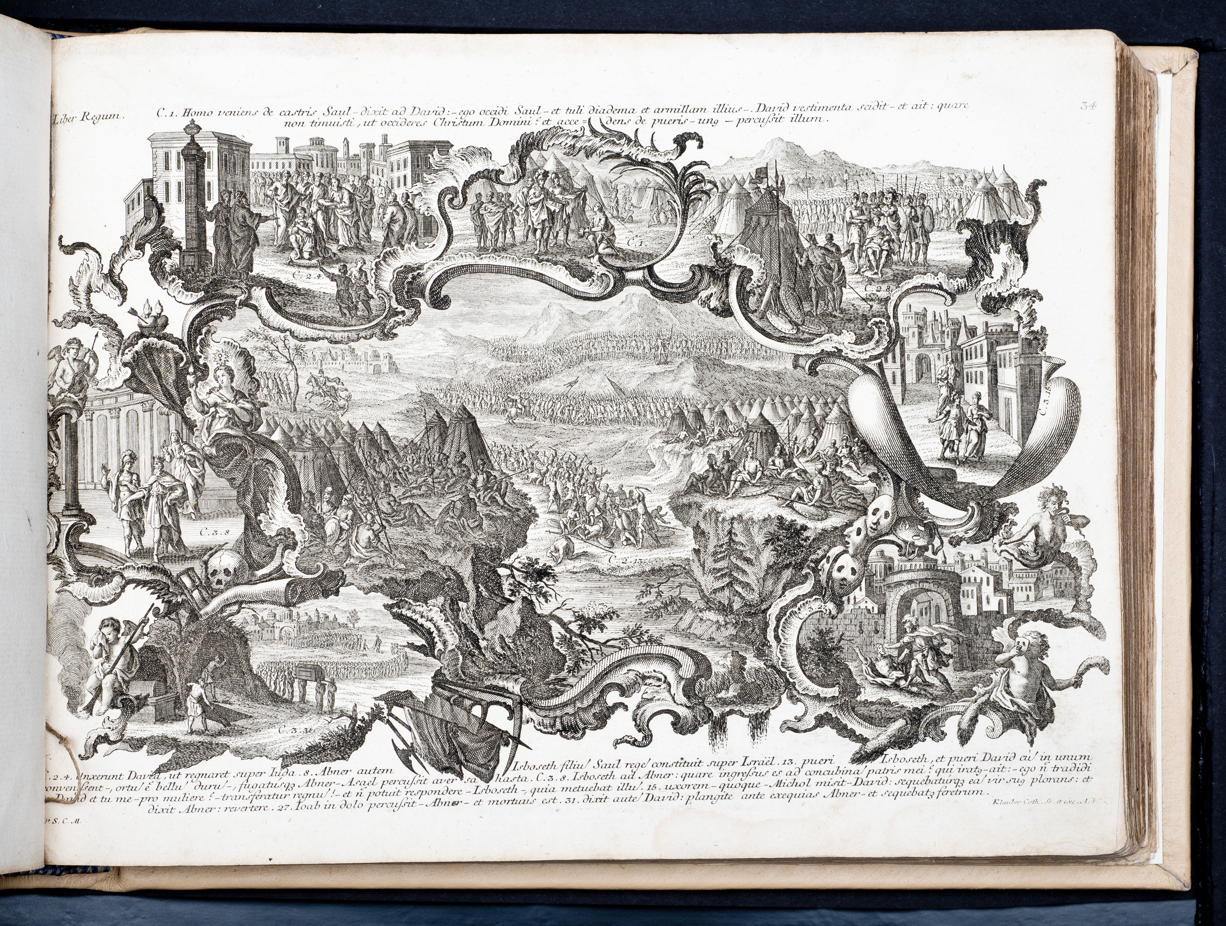 Historiae Biblicae Veteris et Novi Testamenti, Augsburg 1748.Księga wydana in folio złożona ze 100 ilustracji miedziorytniczych, wykonanych przez augsburskich grawerów, braci Józefa Sebastiana (1700-1768) Jana Baptystę (1712-1787) Klauberów, według obrazów augsburskiego malarza Johana Adama Stokmana (1720-1783). Miedzioryty z tego wydania stały się ikonograficznym wzornikiem dla malarzy i rytowników w całej Europie. Wydanie rzadkie, pełnego w polskich kolekcjach brak. Na rynku antykwarycznym pojawiają się pojedyncze ryciny. Egzemplarz kompletnySygnatura - MKDU-42859; SD-617