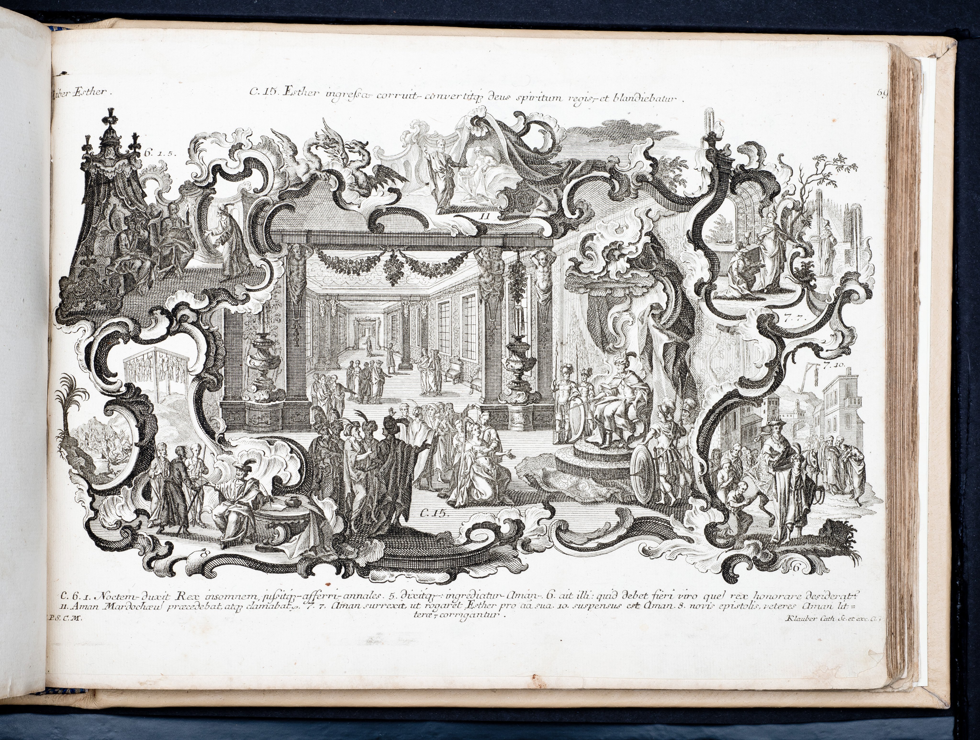 Historiae Biblicae Veteris et Novi Testamenti, Augsburg 1748.Księga wydana in folio złożona ze 100 ilustracji miedziorytniczych, wykonanych przez augsburskich grawerów, braci Józefa Sebastiana (1700-1768) Jana Baptystę (1712-1787) Klauberów, według obrazów augsburskiego malarza Johana Adama Stokmana (1720-1783). Miedzioryty z tego wydania stały się ikonograficznym wzornikiem dla malarzy i rytowników w całej Europie. Wydanie rzadkie, pełnego w polskich kolekcjach brak. Na rynku antykwarycznym pojawiają się pojedyncze ryciny. Egzemplarz kompletnySygnatura - MKDU-42859; SD-617